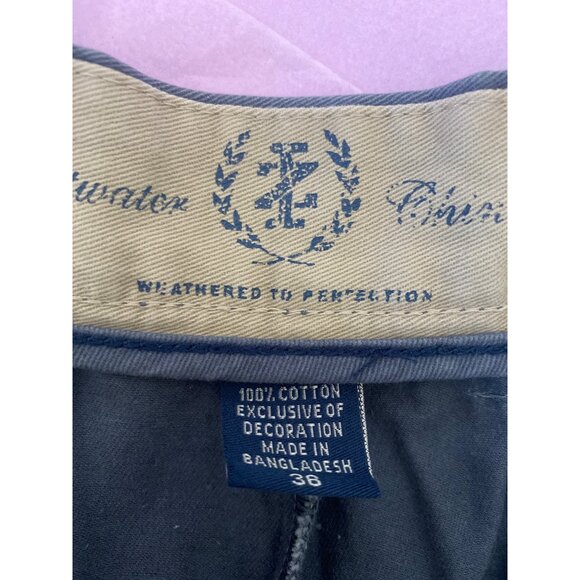 NWT Izod Men’s Saltwater Chino Shorts 36W Bluestone 100% Cotton Weathered Twill - Picture 5 of 6